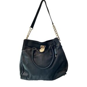 MICHAEL Michael Kors Black Saffiano Leather Large Hamilton North South Tote Bag